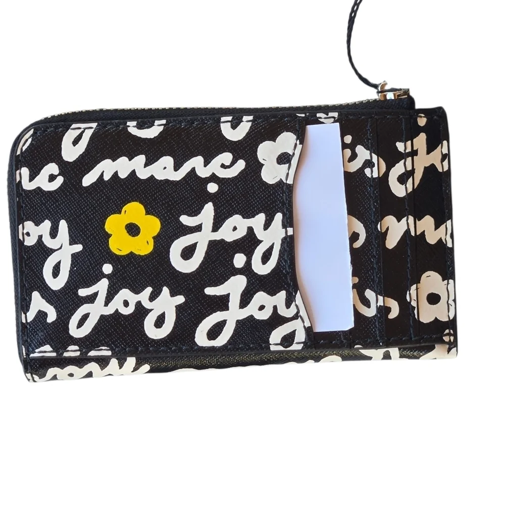 Marc Jacobs Black and White Patterned Wallet with Yellow Accents